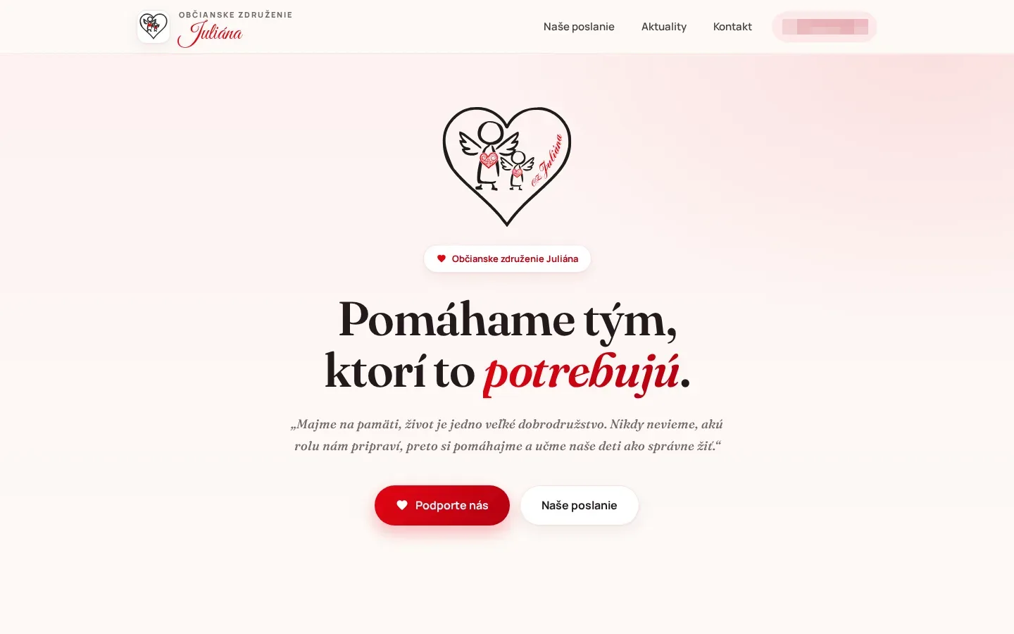 Úvodná stránka ozjuliana.sk na desktope